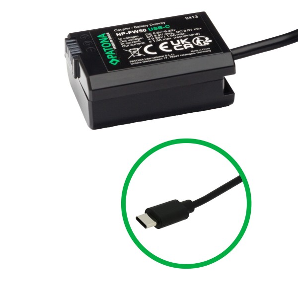 USB-C Input Adaptateur de batterie pour Sony NEX-5K